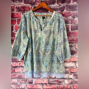 NWT Talbots Paisley Blouse - Blue and Yellow